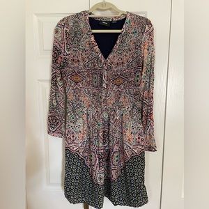 Anthropologie Mauve Long Sleeve Multi-color Dress Size Medium